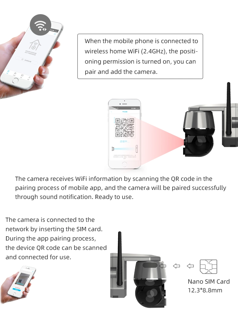 WiFi / 4G Full Color Solar Security Camera HD 2MP/4MP Solar CCTV Camera