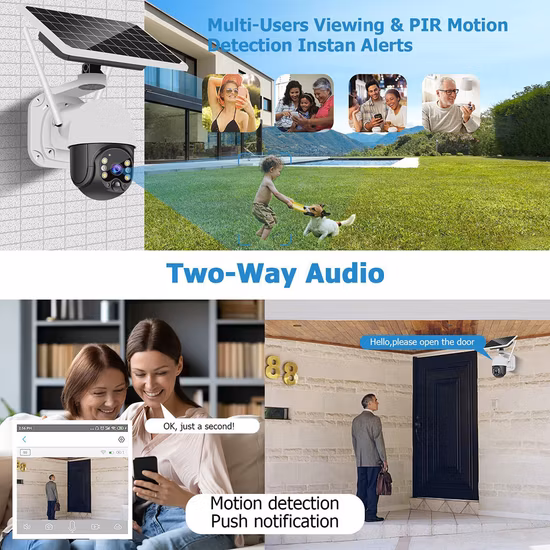低電力 PIR ワイヤレス屋外 1080P 防水 IP66 セキュリティ IP カメラ WiFi ソーラー (DL21A)